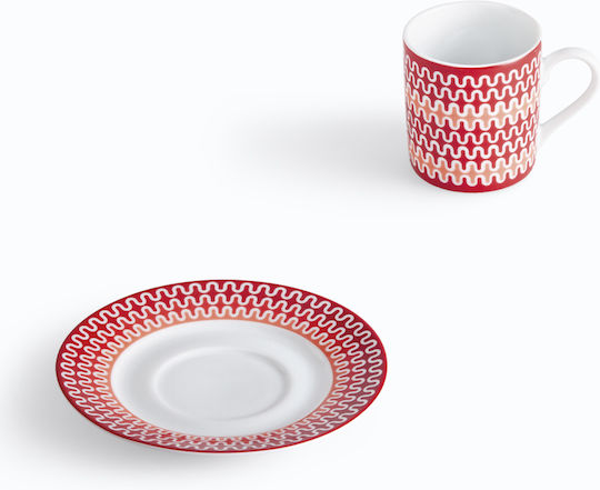 Ionia Illusion Set Tassen Kaffee aus Porzellan Rote 6 Stück