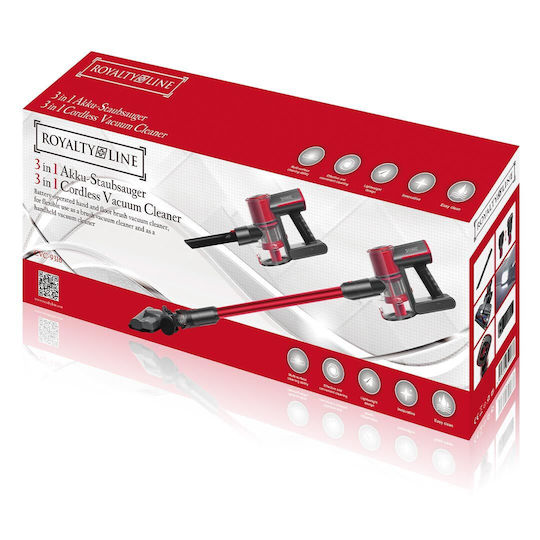Royalty Line RL-HVC150 Wiederaufladbarer Stielstaubsauger 2 in 1 Stick & Hand 21.6V Rote