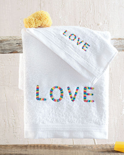 Rythmos Bath Towels Set 2 pcs Love White Weight 500gsm