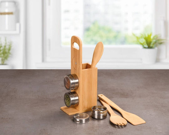 Kesper Bamboo Cooking Utensil Set With Stand 7 Pieces Brown