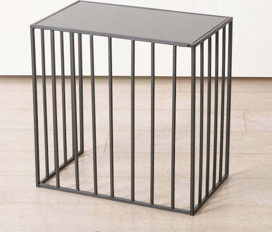 Rectangular Central Coffee Table Glass Dominant Black 2 Pieces LxW approx