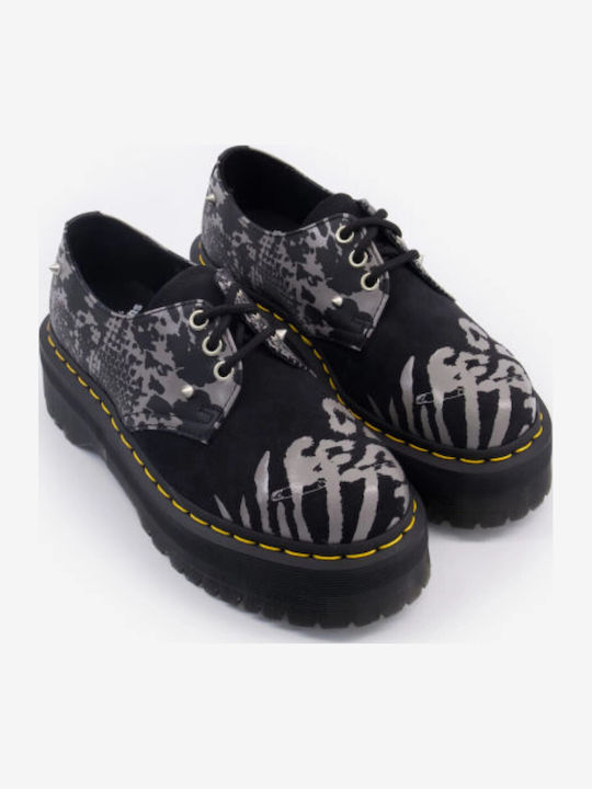 1461 Дамски Кожени Flatform Оксфорди в Сив Цвят