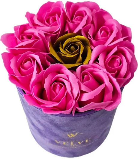 Set Femei Aranjament Floral Săpun Trandafiri În Cutie Catifea Mov Riiffs Parfum Majestic Rose Praline Raffaello Roz Set Femei Aranjament Floral Săpun Trandafiri În Cutie Catifea Mov Riiffs Parfum Majestic Rose Praline Raffaello Roz