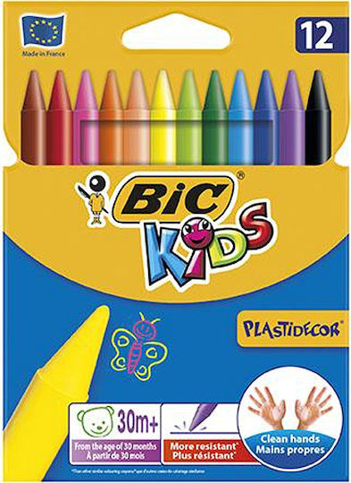 BIC Kids Plastidecor Σετ Κηρομπογιές με 12 Χρώματα