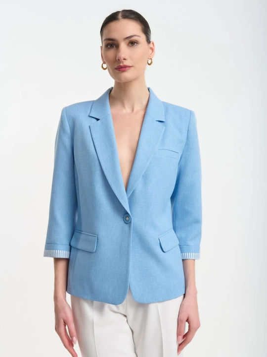 Pantaloni Largi Dama Din In Cu Elastic Talie Înaltă Bleu