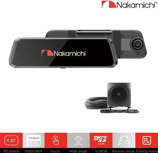 Nakamichi ND410W Spiegel Set mit Autodigitale Videorekorder 1080P mit Bildschirm 9.3" & Rückfahrkamera
