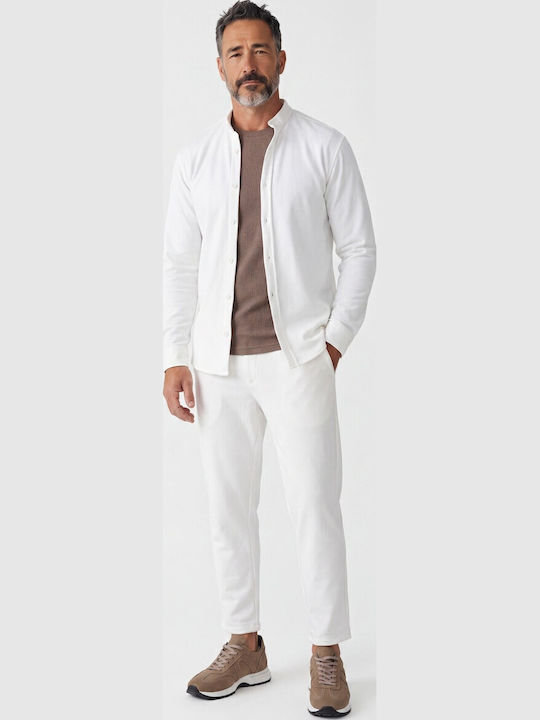 Pantalon Bărbați Set Elastic cu Linie Dreaptă Ecru