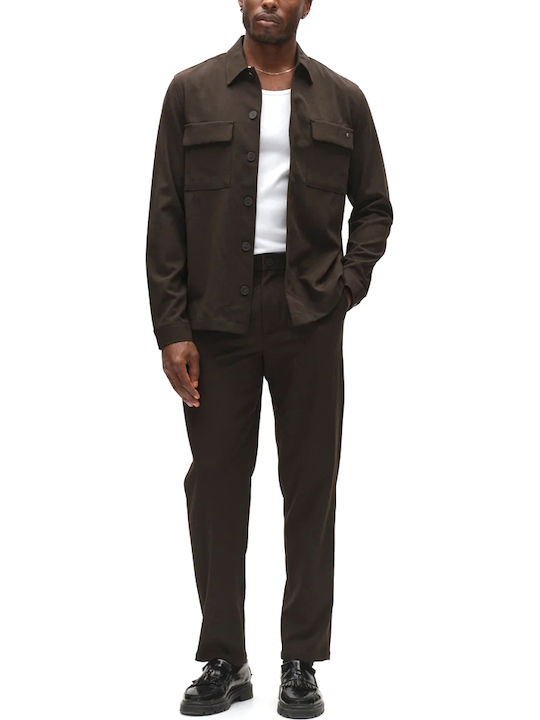 Overshirt с Дълъг Ръкав в Стандартна Кройка Кафяв