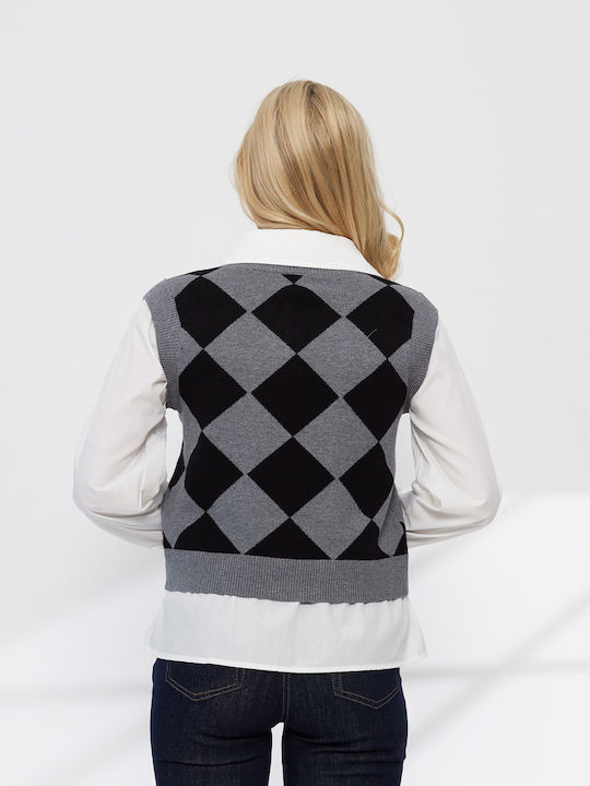 Damen Bluse Ärmellos Geprüft Grau