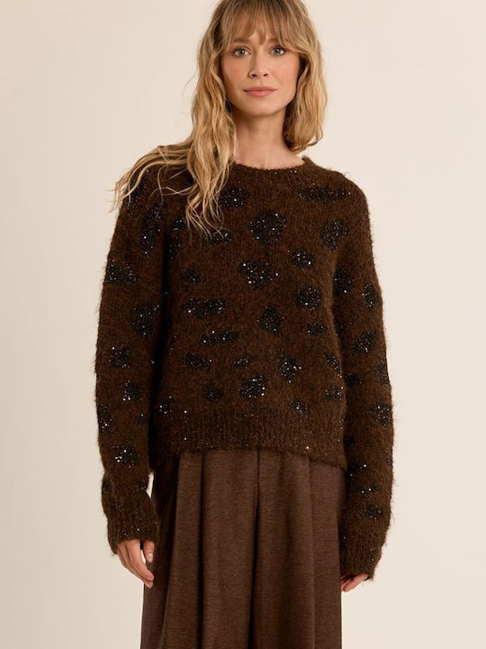 Women's Sweater Animal Print Brown