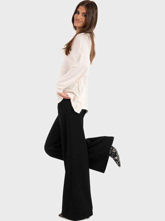 Bluza Damă cu Mânecă 3/4 și Decolteu în V Ecru