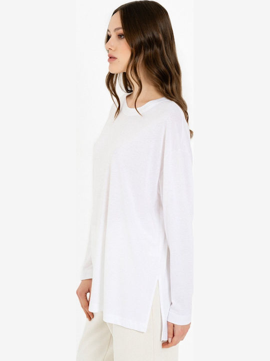 Organic Women's Cotton Long Sleeve White Blouse