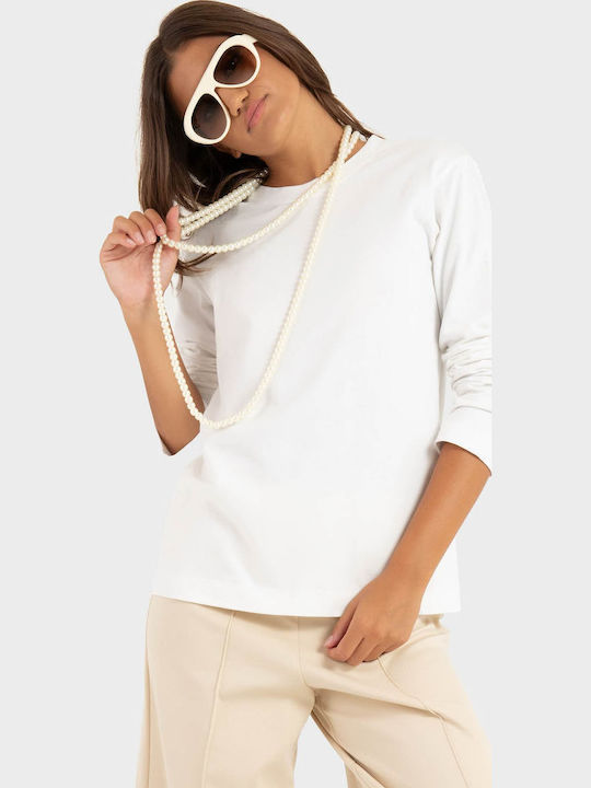 Damen Bluse Langärmelig Weiß