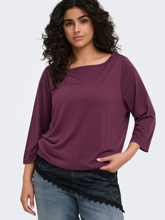 Bluza Damă Cu Mânecă 3/4 Burgundă