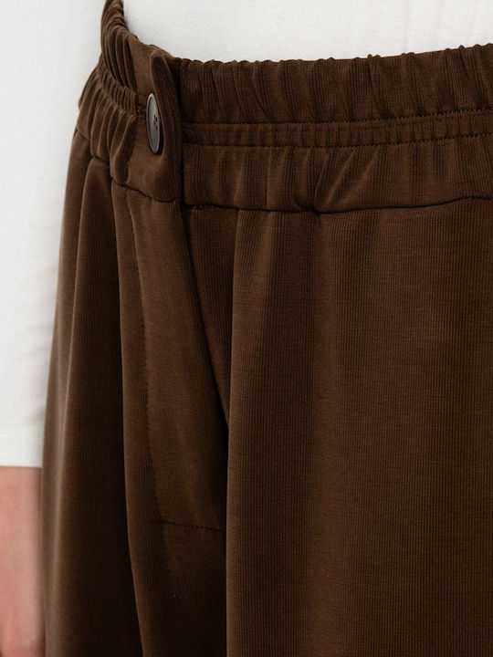 Damen Reißverschluss Hose Braun