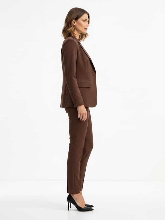 Women's Brown Suit in Slim Fit
