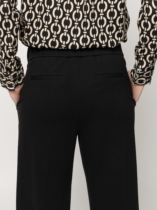 Women's Fabric Trousers in Loose Fit Black