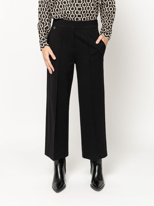 Women's Fabric Trousers in Loose Fit Black