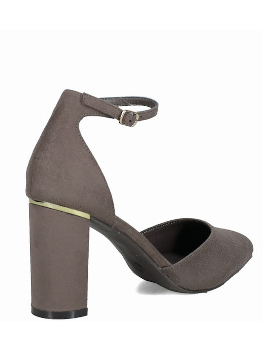 Wildleder Pumps mit Riemen Graue