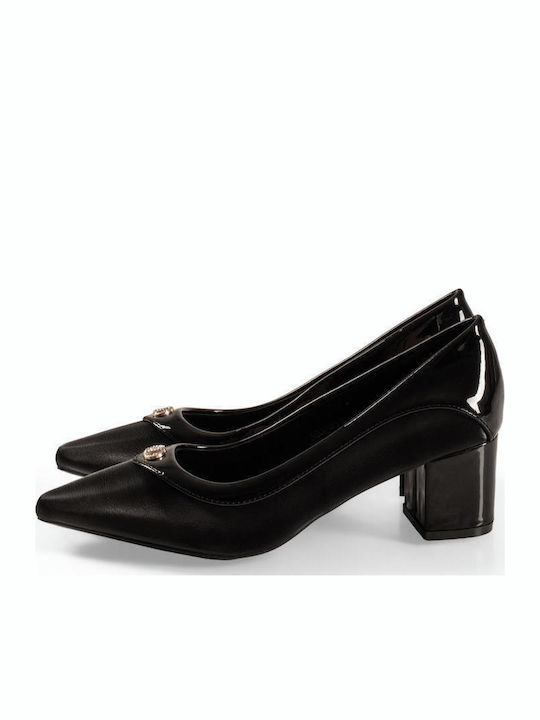 Spitze Zehe Pumps aus Lackleder Schwarze