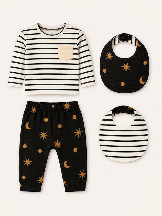 Kids Sweatpants Set Black 3 Pieces