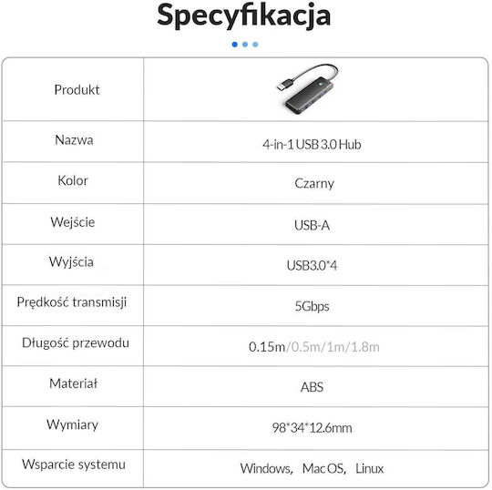 Orico USB Хъб 4 Порта с USB-A Свързване