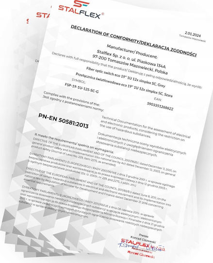 Stalflex Оптичен Пач Панел за Раф 1U 19" 24 Порта Сив