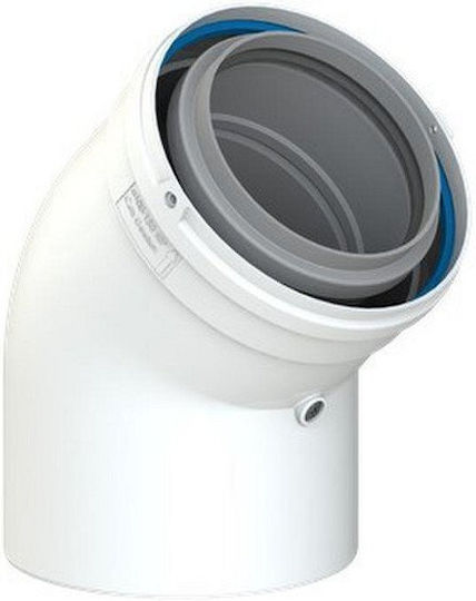 Poujoulat Coxdens Pp Alu Unghi Coaxial De Coș De Fum 45° Diametru 60/100mm Albă