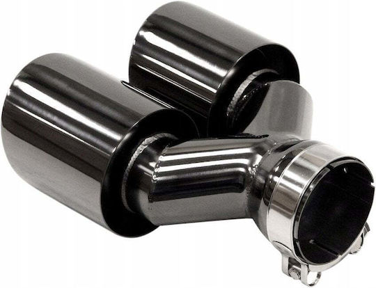 Mtuning Kaminrohr Auspuff Endstück Typ 32 89mmx2 Eingang 67mm Schwarz Chrom Set