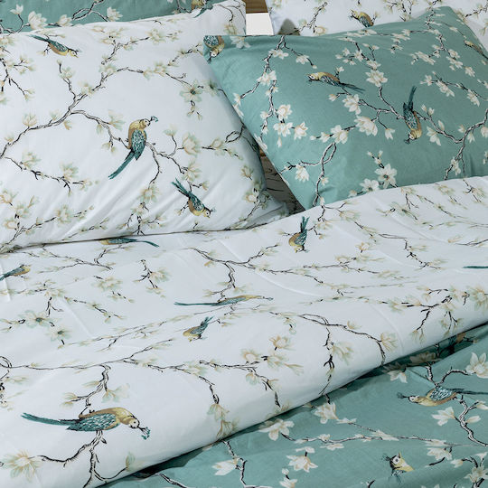 Lino Home Set Cearceafuri De Pat Single Cu Hugger Din Cauciuc 100x200+35cm Albastru Petrol 3 Bucăți