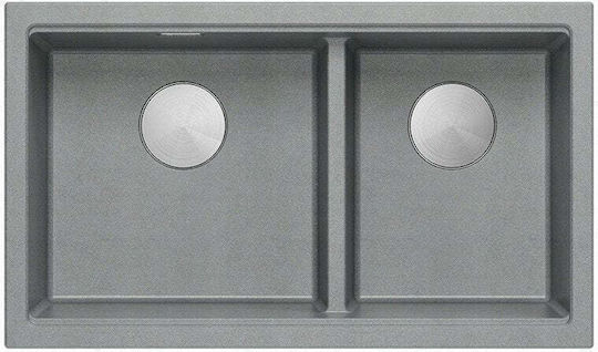 GraniteQ Logan Undermount Inox Satin Silver 76x45cm GraniteQ Logan Undermount Inox Satin Silver 76x45cm