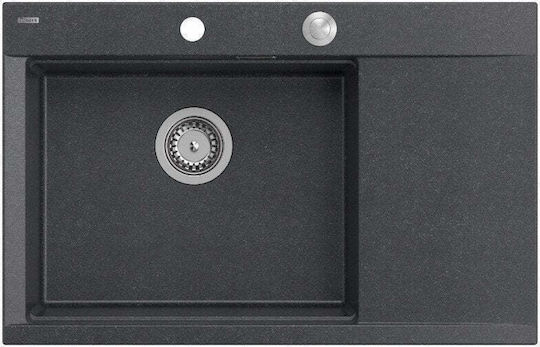 GraniteQ Josh 111 Chiuvetă Bucătărie Drop-In Din Granit Lichid L78xL50cm Neagră
