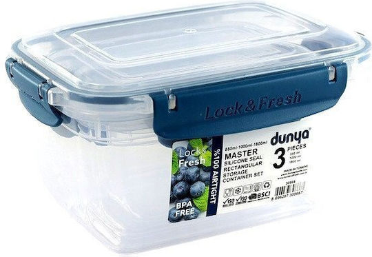 Katex Set Of Transparent Plastic Lunch Boxes 15x20.5cm 3 Pieces