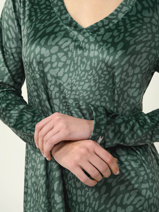 Midi Rochie de Seara Jupon Catifea Verde