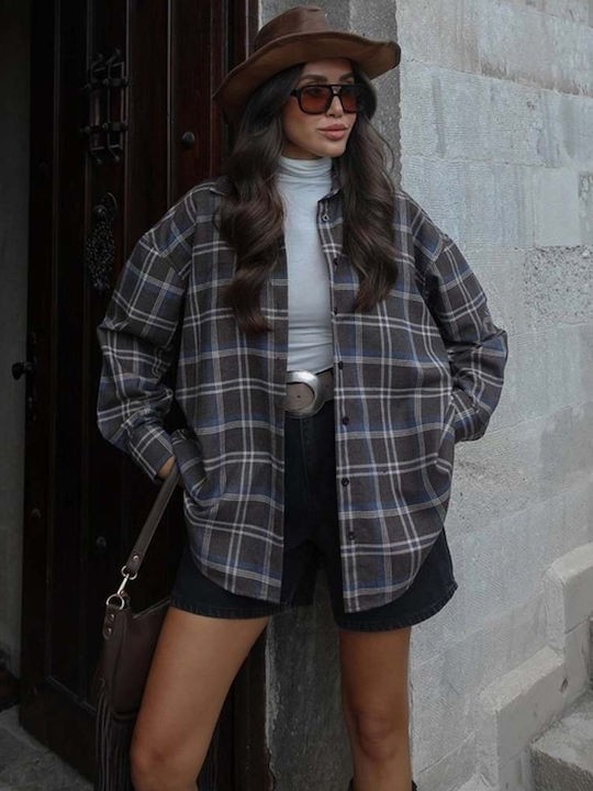 Cămașă De Damă Cu Mânecă Lungă Maro