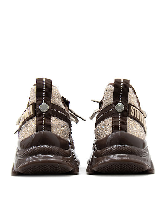 Mistica Rhinestones Women's Chunky Sneakers Ecru Brown