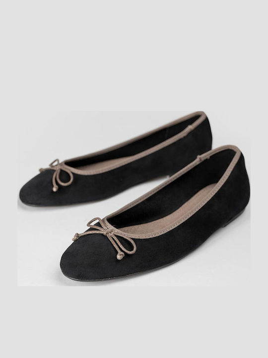 Wildleder Damen Ballerinas Spitz zulaufend Schwarze
