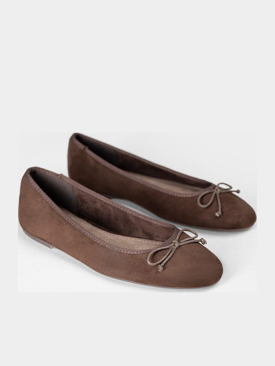 Super Mode Wildleder Damen Ballerinas Spitz zulaufend Braun