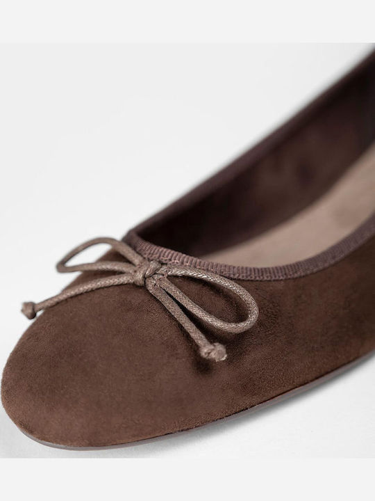Super Mode Wildleder Damen Ballerinas Spitz zulaufend Braun