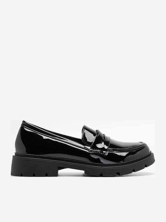 Lackleder Damen Mokassins in Schwarz Farbe