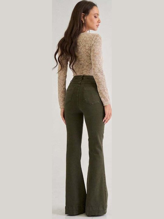 Women's Flared Khaki Jean Pants