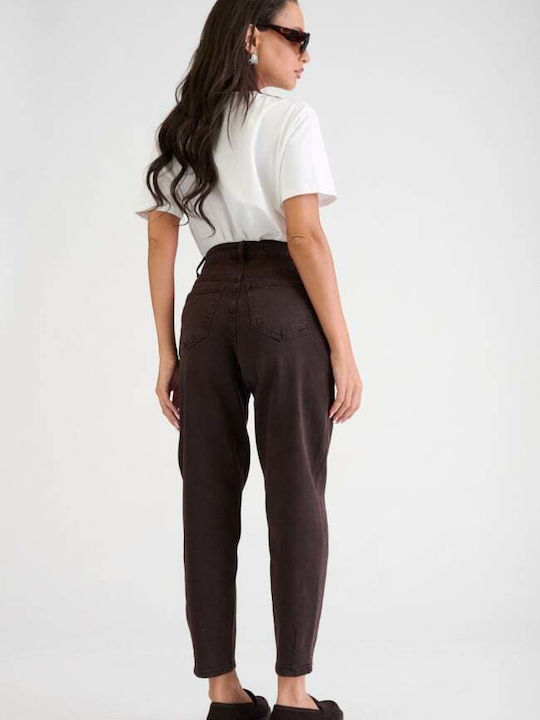 Women's Jean Pants in Balloon Leg Style Brown