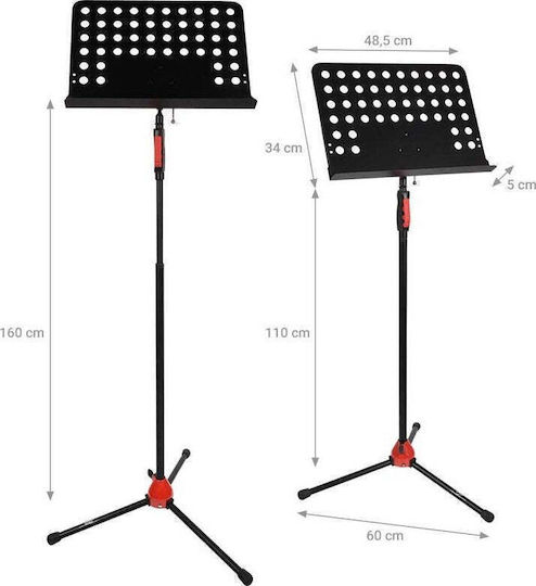 V-tone Notenständer Höhenverstellbar 5-160cm Schwarz