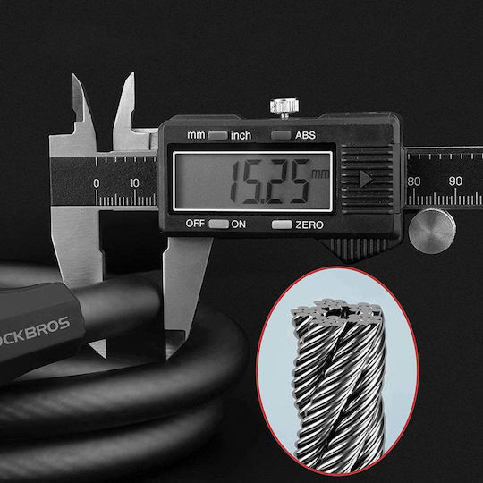 Rockbros Катинар За Велосипед Rks507 5-Цифрен Код Стоманен Кабел 180 См Черен 5907769390128