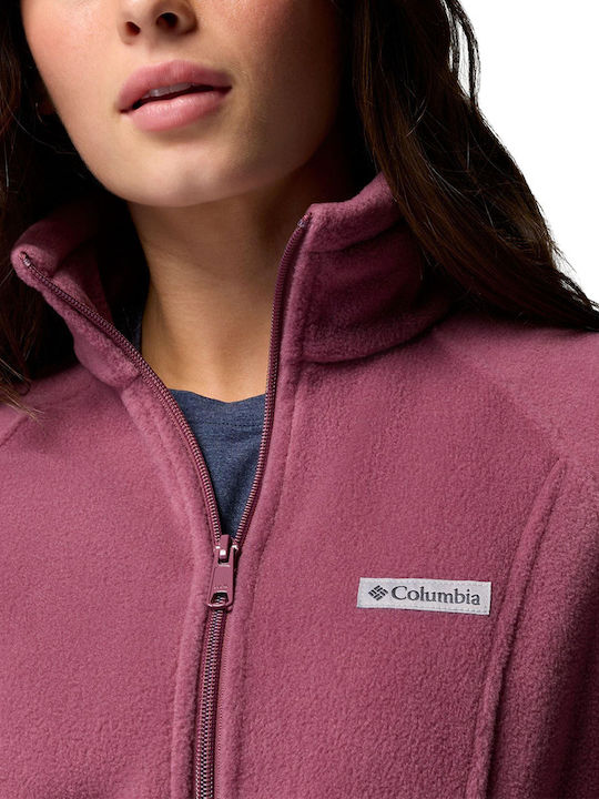 Benton Springs Full Fleece Women's Cardigan with Zipper Pink