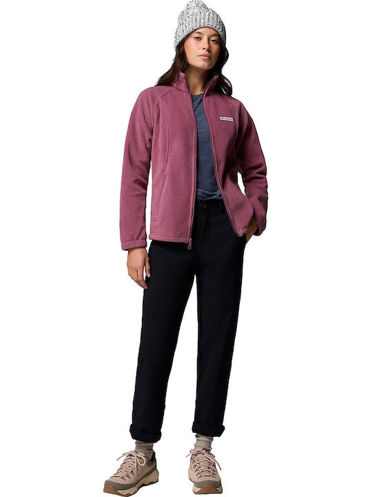 Benton Springs Full Fleece Women's Cardigan with Zipper Pink