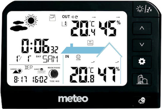 Meteo Ασύρματος Μετεωρολογικός Σταθμός Ψηφιακός Επιτραπέζιος Μαύρος