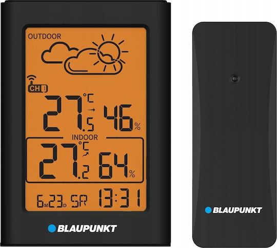 Blaupunkt Stație Meteo Fără Fir Digitală de Masă Neagră