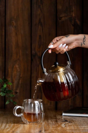 Vialli Design Стъклен чайник с филтър Златист 1000ml