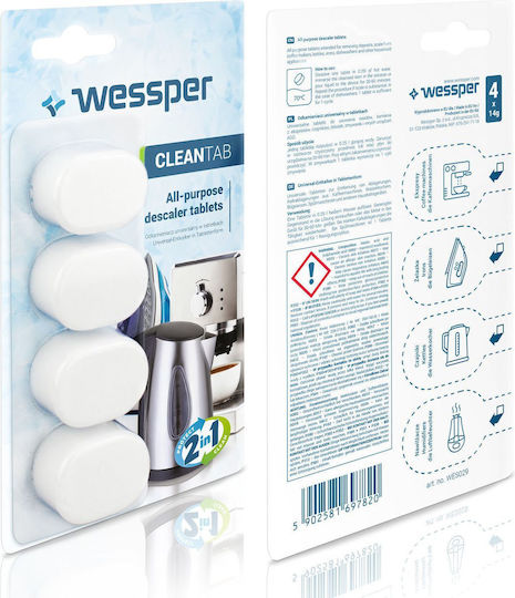 Wessper Cleantab Universal Descaler Coffee Machines Kettles Irons In Tablets